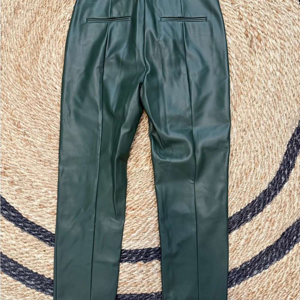 Ann Taylor Dark Green Faux Leather Trousers - Picture 3 of 3